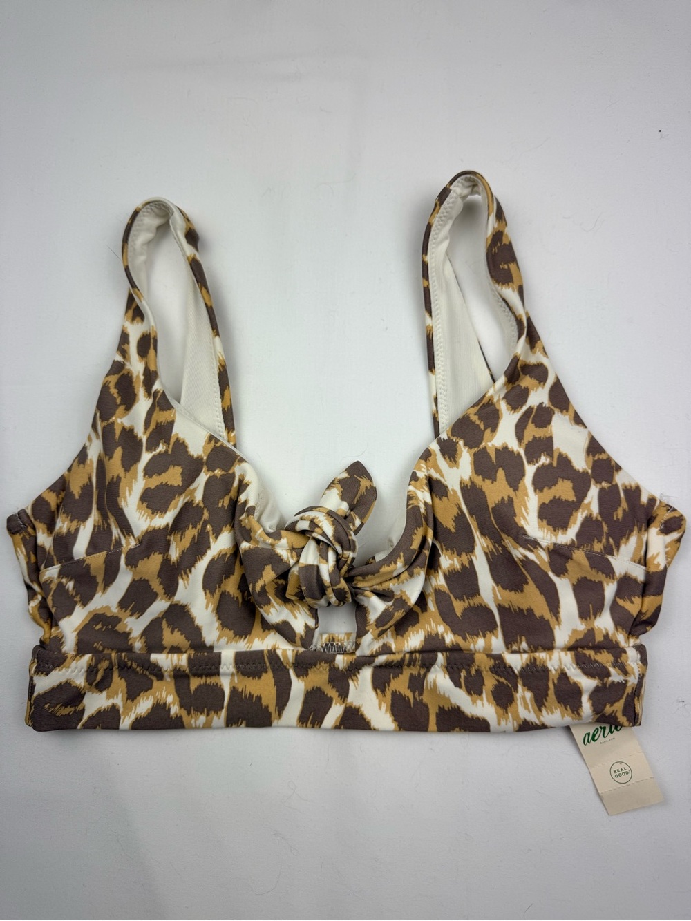 aerie swim Leopard Knot-Front in Brown and White new